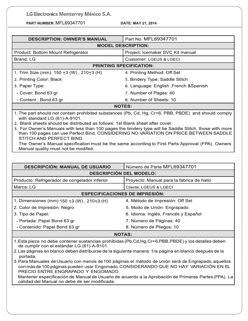 Page n°1 - Manuel utilisateur LG LK55C