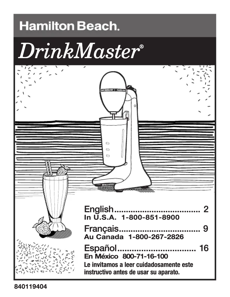Image de la première page du manuel de l'appareil DrinkMaster 727B