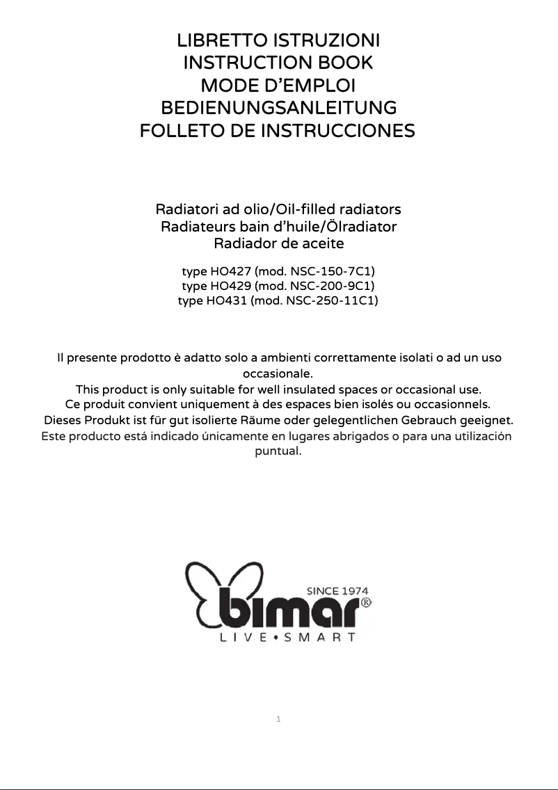 Page 1 de la notice Manuel utilisateur Bimar HO431