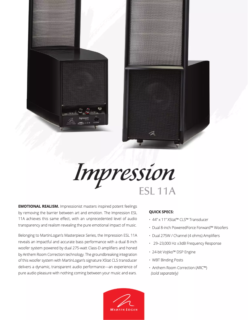 Page n°1 - Brochure Martin Logan Expression ESL 11A
