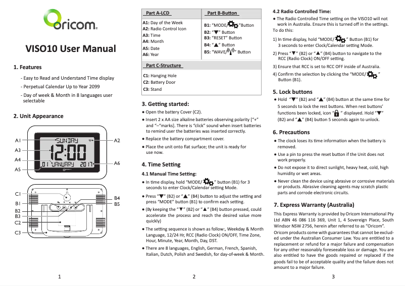 Image de la première page du manuel de l'appareil VISO10