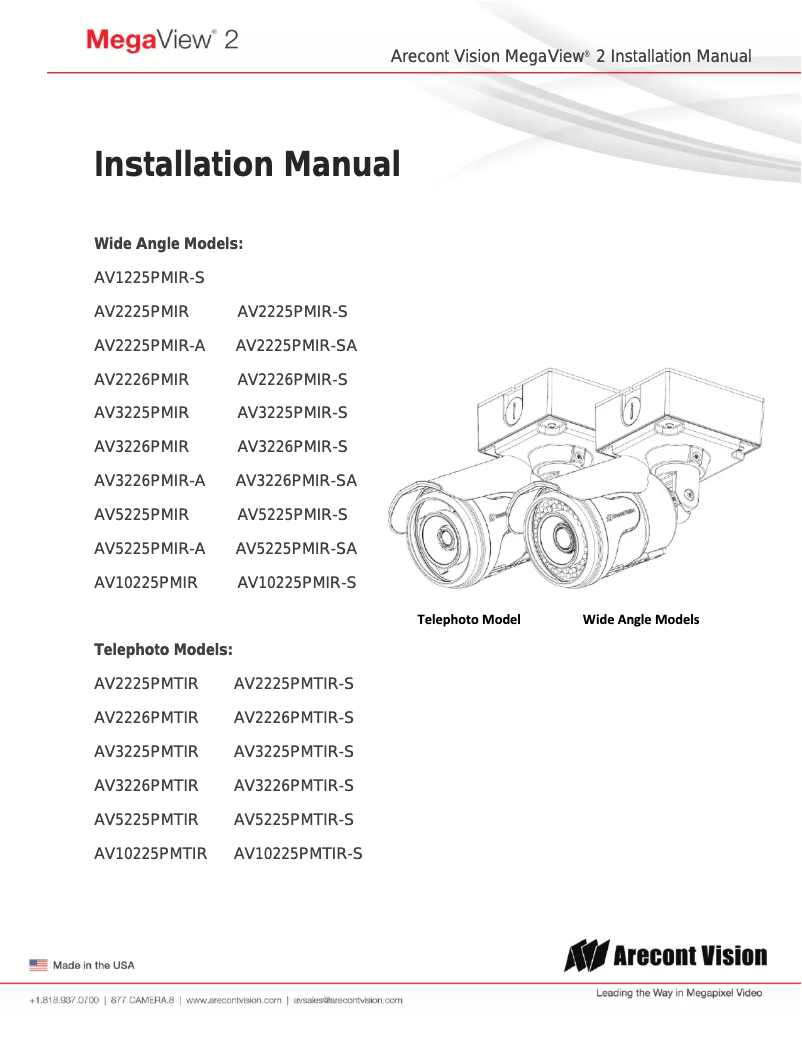 Page n°1 - Manuel utilisateur Arecont Vision MegaView 2