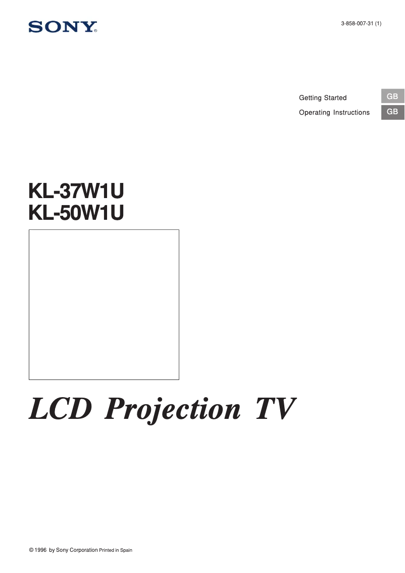 Page n°1 - Manuel utilisateur Sony KL-50W1U