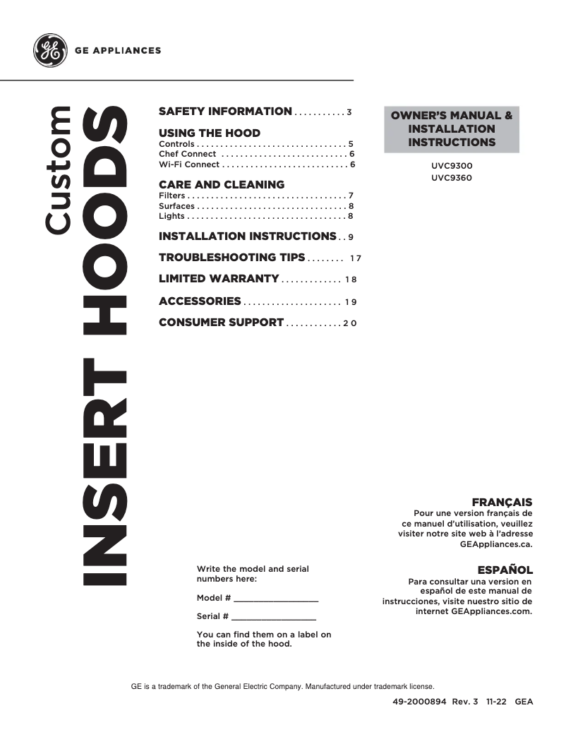 Image de la première page du manuel de l'appareil UVC9300SLSS