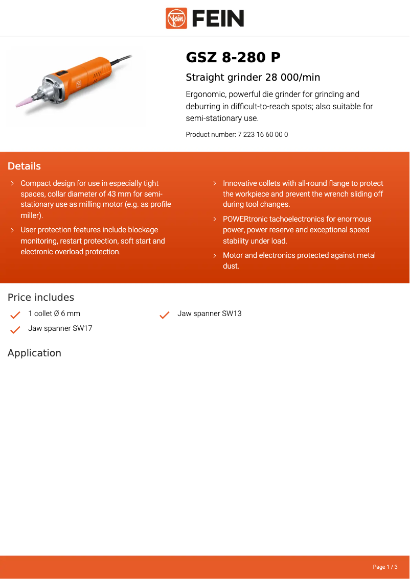 Page n°1 - Fiche technique Fein GSZ 8-280 P