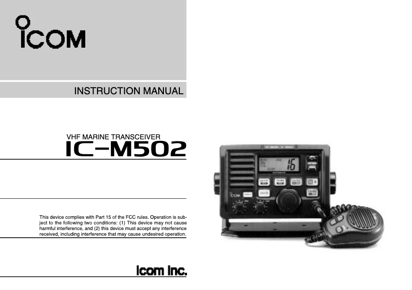 Image de la première page du manuel de l'appareil IC-M502