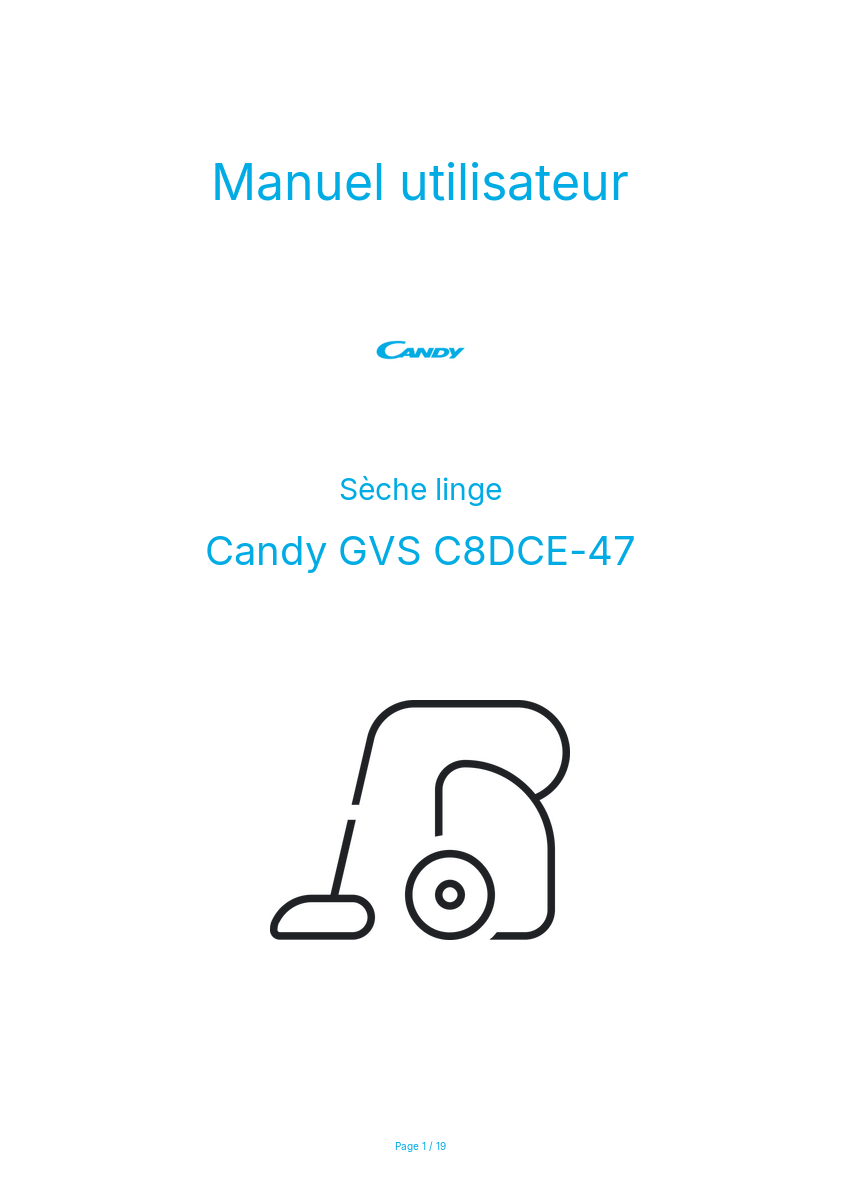 Image de la première page du manuel de l'appareil GVS C8DCE-47