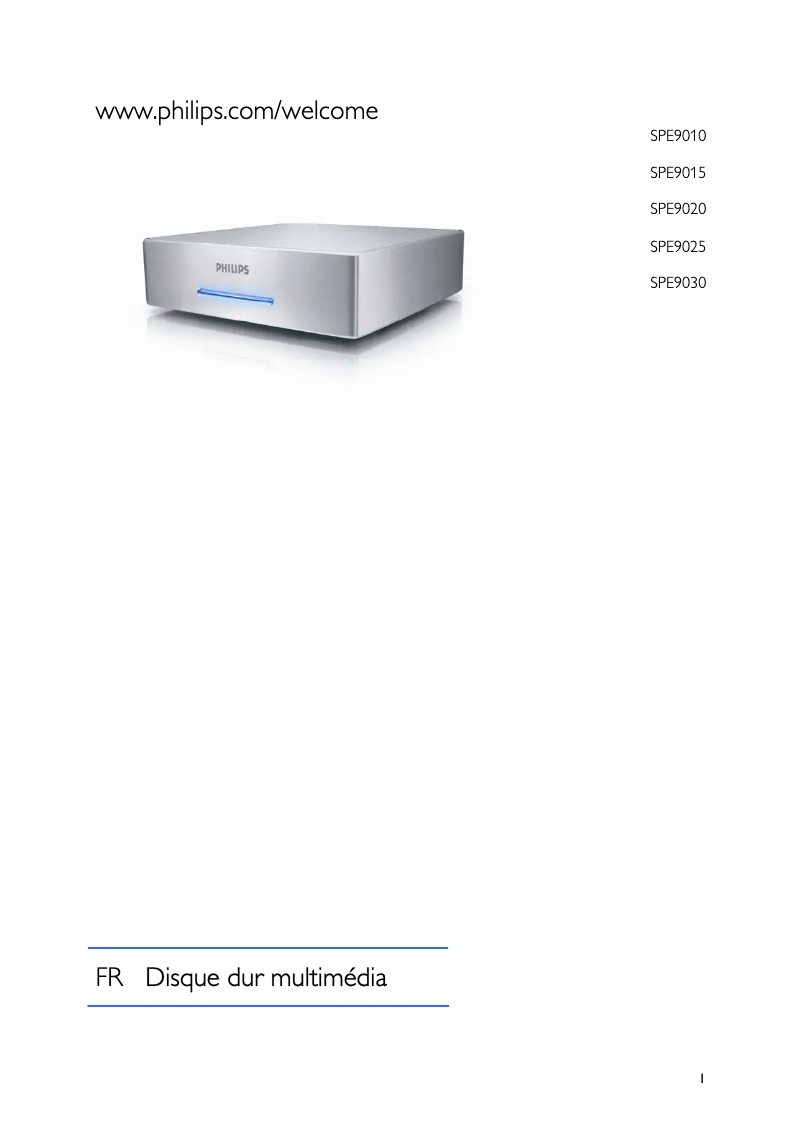 Page 1 de la notice Manuel utilisateur Philips SPE9015