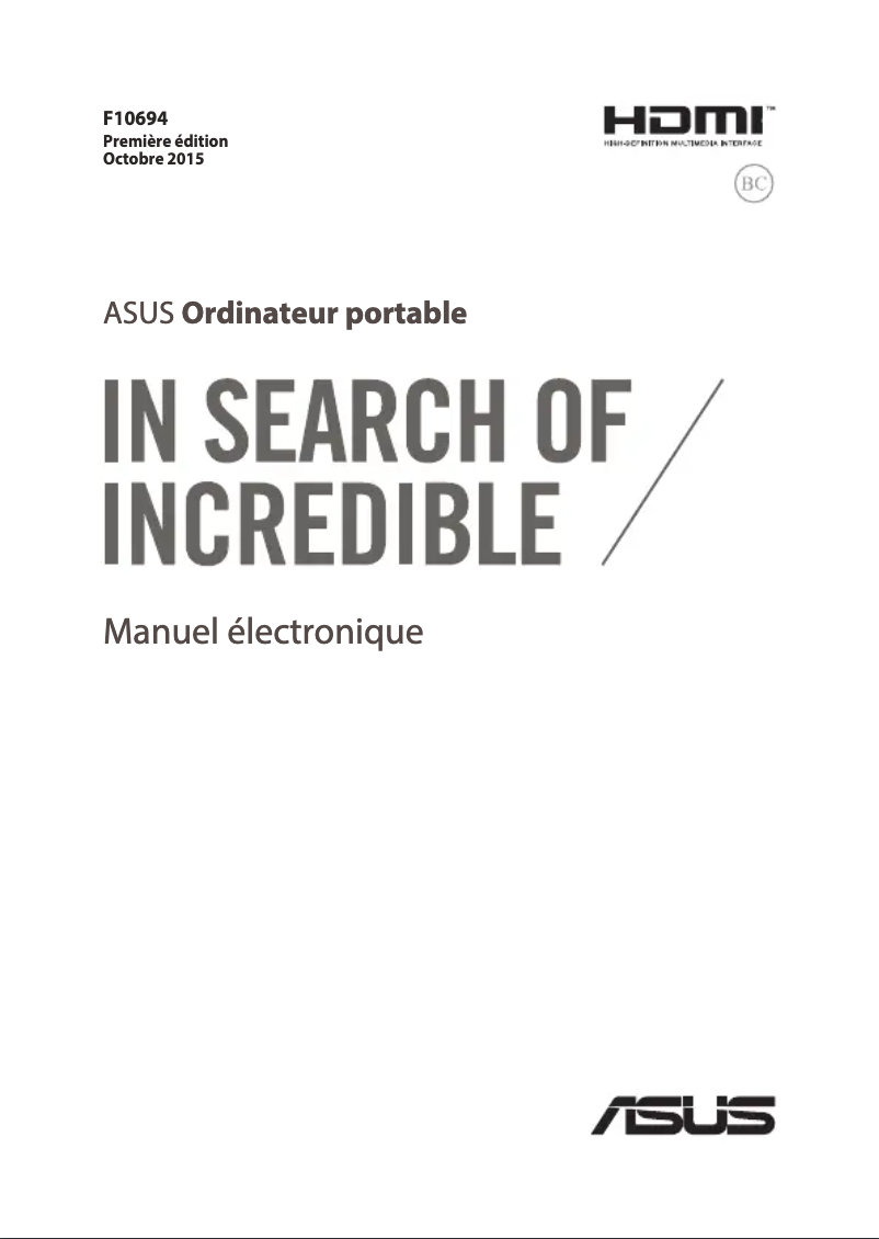 Page n°1 - Manuel utilisateur Asus VivoBook X540LA