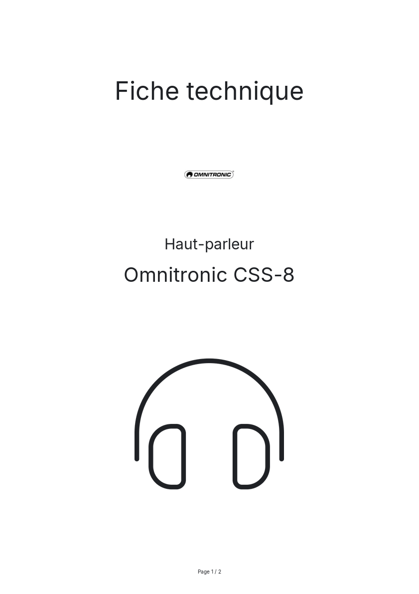 Page n°1 - Fiche technique Omnitronic CSS-8