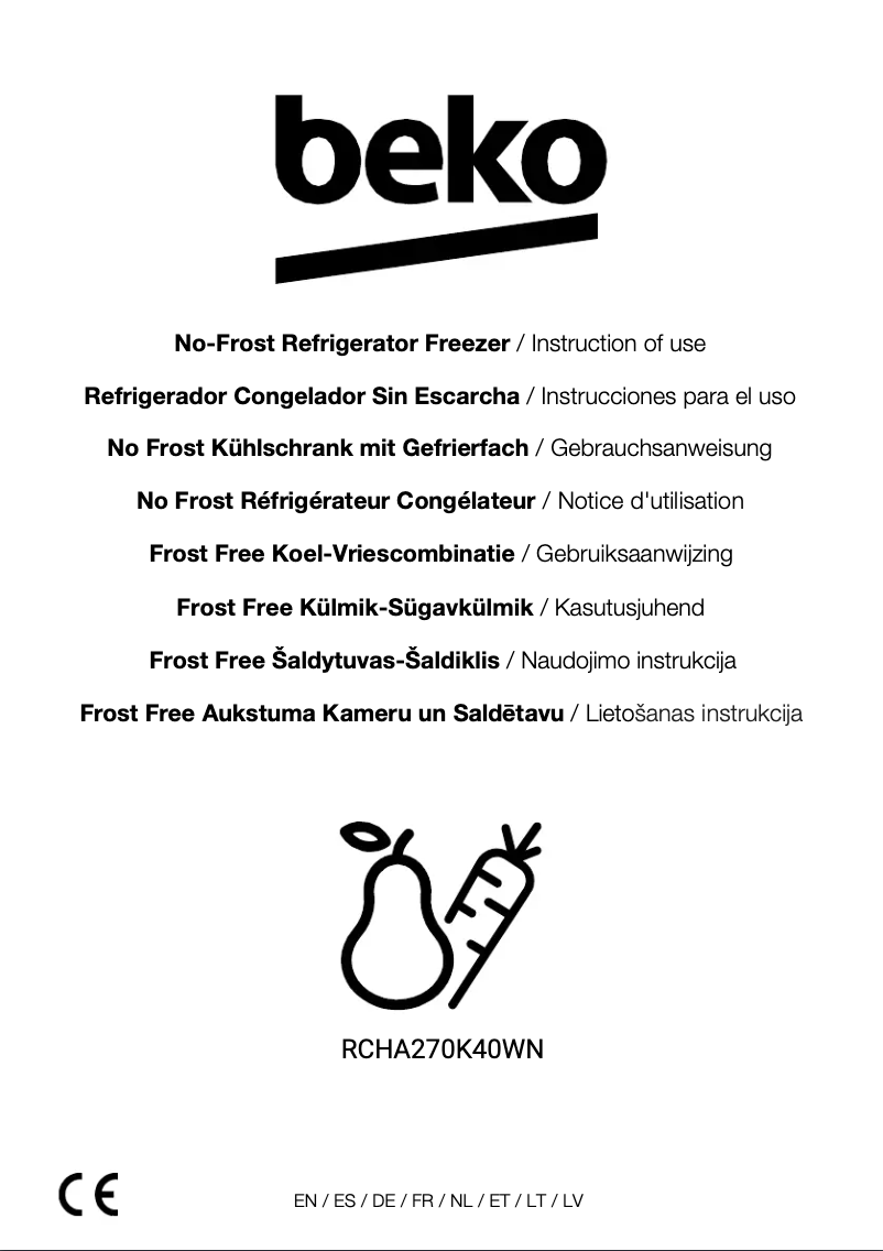 Page n°1 - Manuel utilisateur Beko RCHA270K40WN