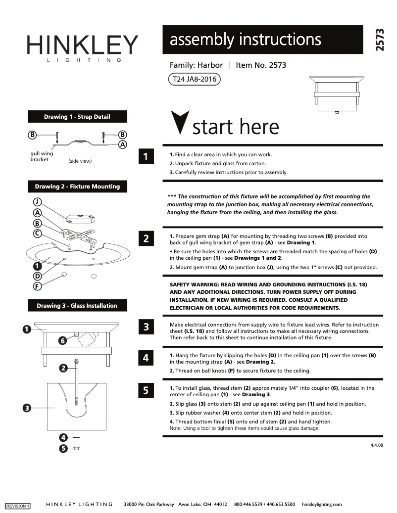 Page n°1 - Manuel utilisateur Hinkley Lighting Harbor 2573AR