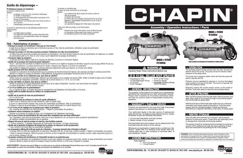Page n°1 - Manuel utilisateur Chapin 97300