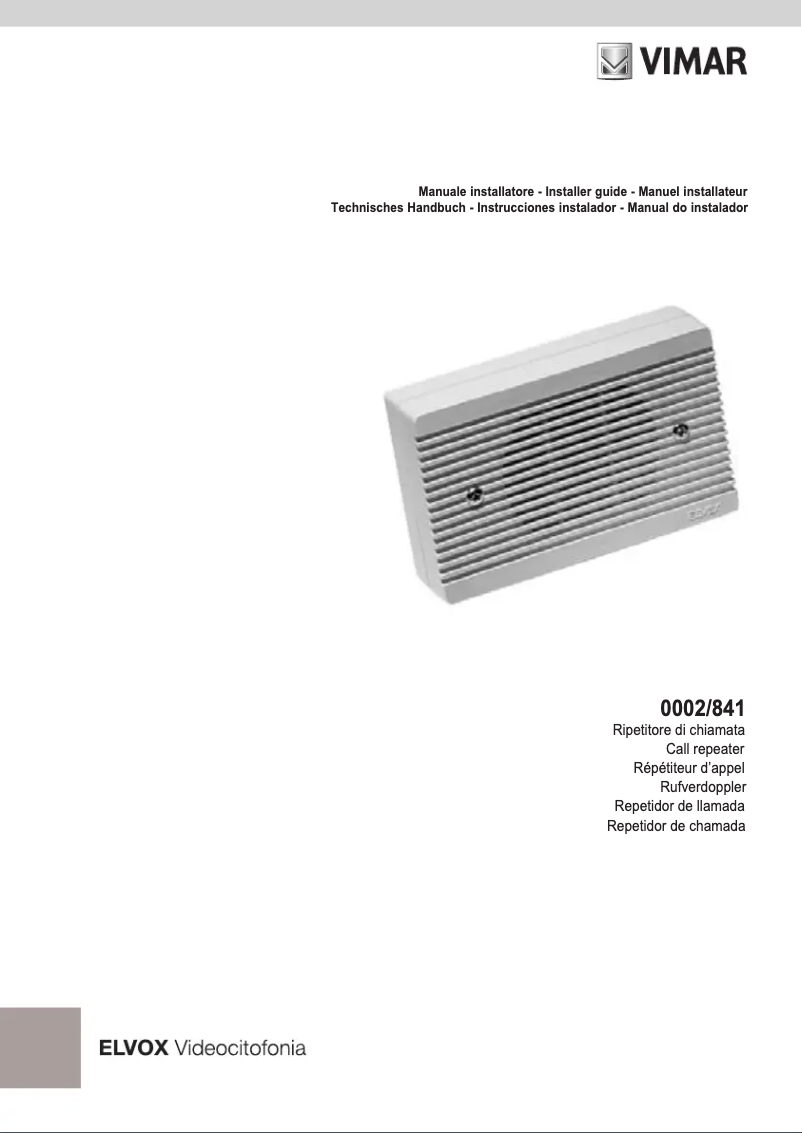 Page n°1 - Manuel utilisateur Vimar ELVOX 0002/841.05
