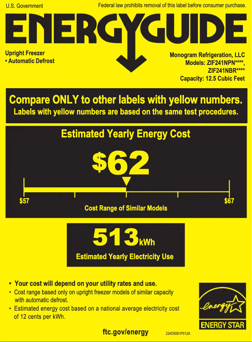Página 1 del manual Etiqueta energética Monogram ZIF241NBRII
