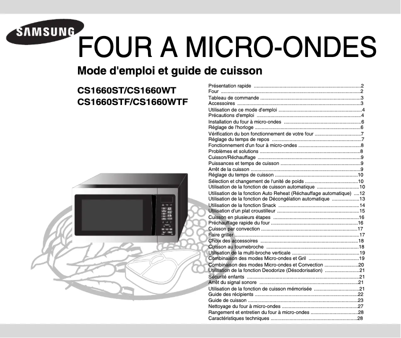 Page n°1 - Manuel utilisateur Samsung CS1660ST