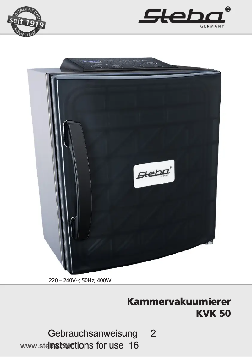 Page 1 de la notice Manuel utilisateur Steba KVK 50