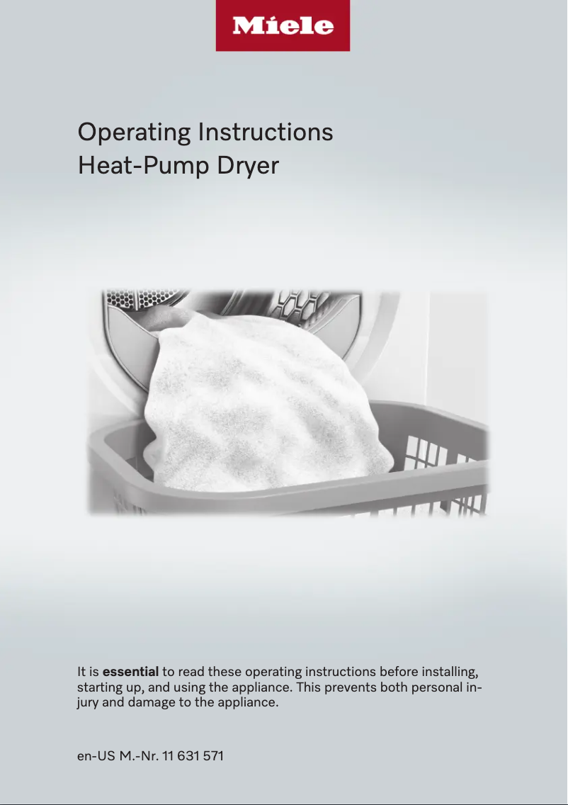 Page n°1 - Manuel utilisateur Miele TXI 680 WP T1