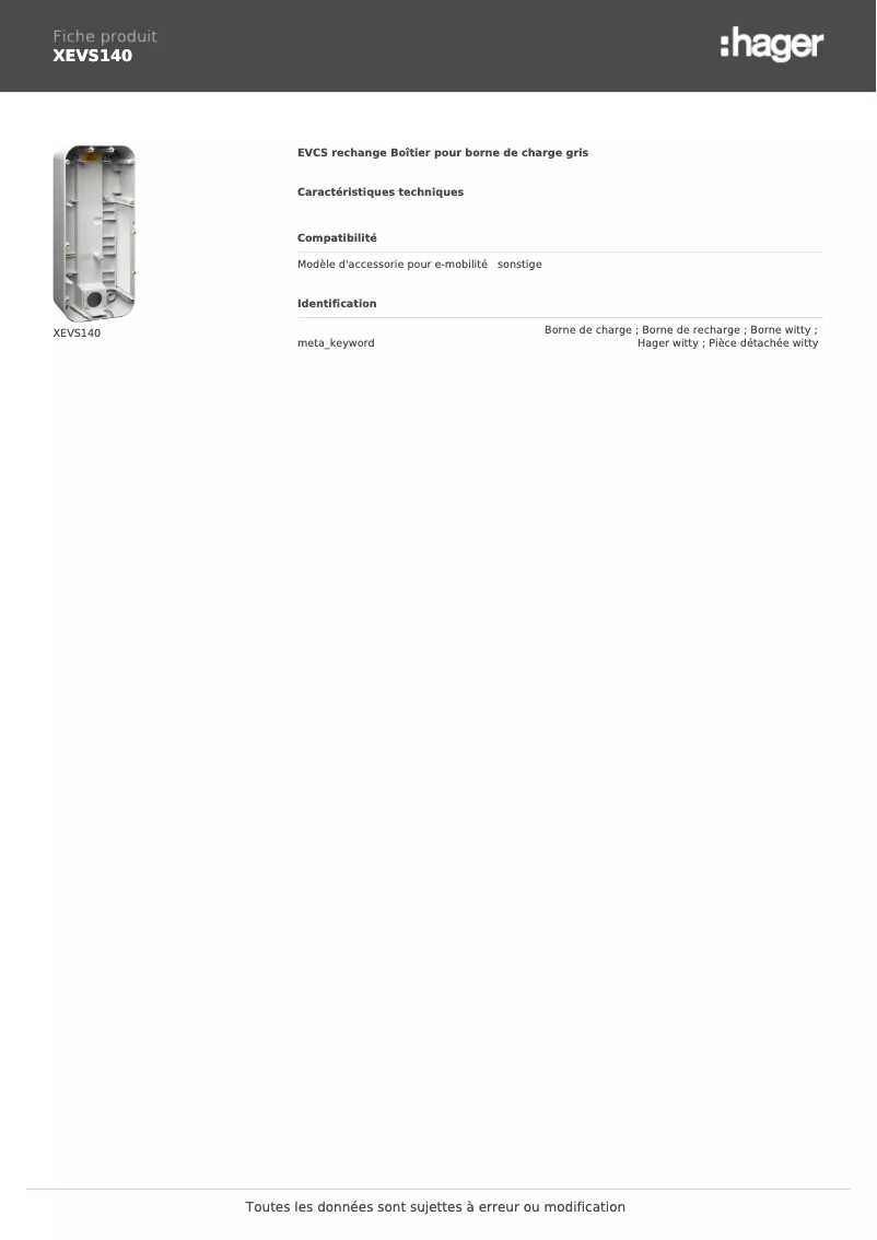 Image de la première page du manuel de l'appareil XEVS140