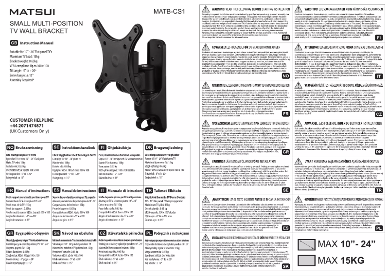 Page n°1 - Manuel utilisateur Matsui MATB-CS1