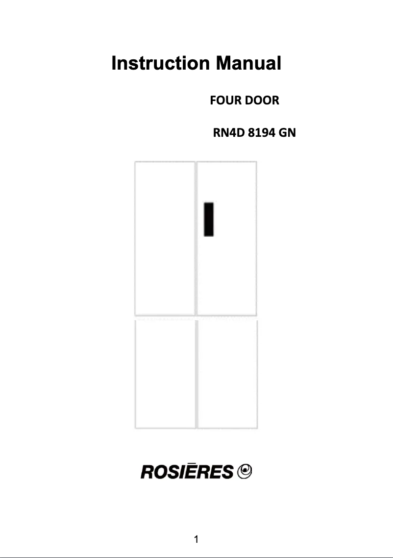 Page 1 de la notice Manuel utilisateur Rosieres RN4D 8194 GN