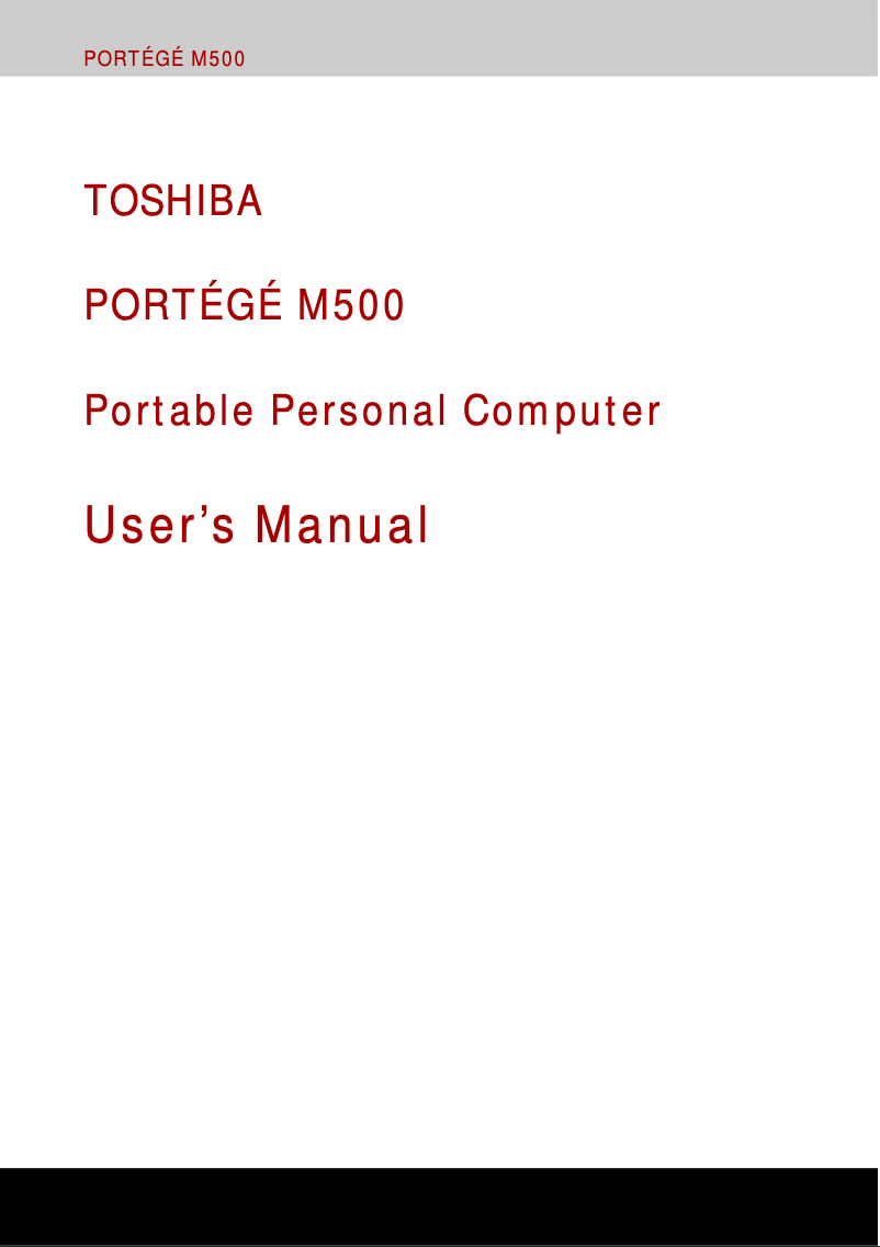 Page n°1 - Manuel utilisateur Toshiba Portege M500