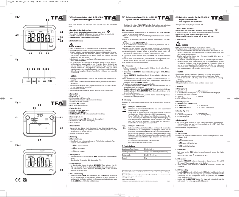 Page 1 de la notice Manuel utilisateur TFA 38.2052.02