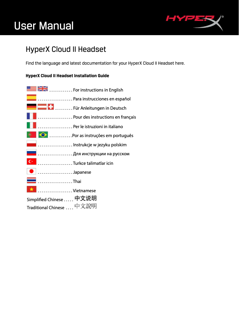 Page 1 de la notice Manuel utilisateur Kingston HyperX Cloud II