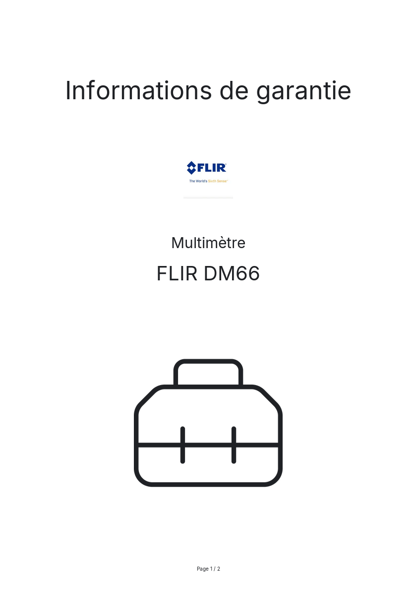 Page n°1 - Informations de garantie FLIR DM66