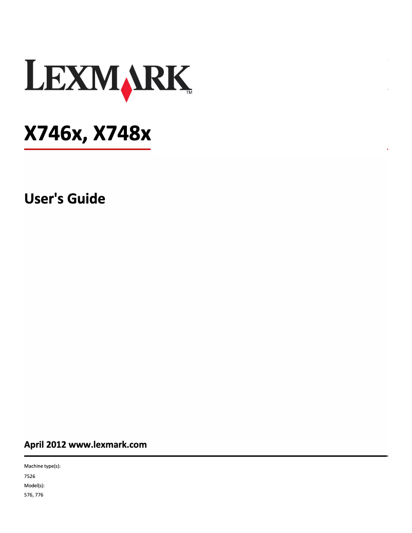 Page 1 de la notice Manuel utilisateur Lexmark X748dte