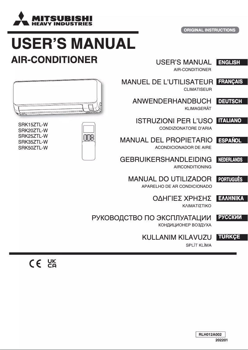 Page n°1 - Manuel utilisateur Mitsubishi SRK25ZTL-W
