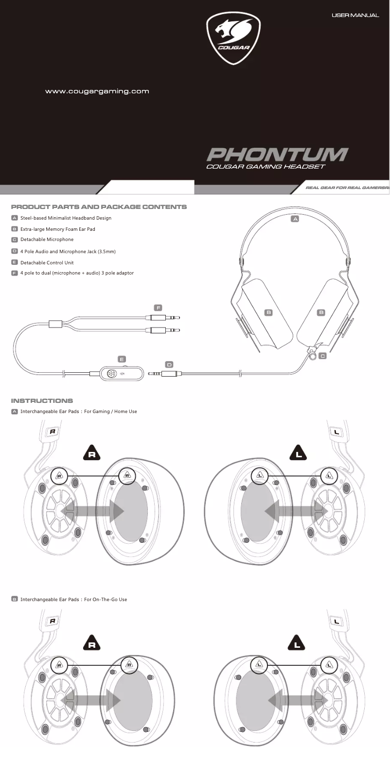 Page 1 de la notice Manuel utilisateur Cougar PHONTUM