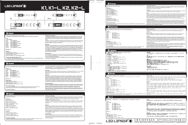 Page n°1 - Manuel utilisateur Ledlenser K2