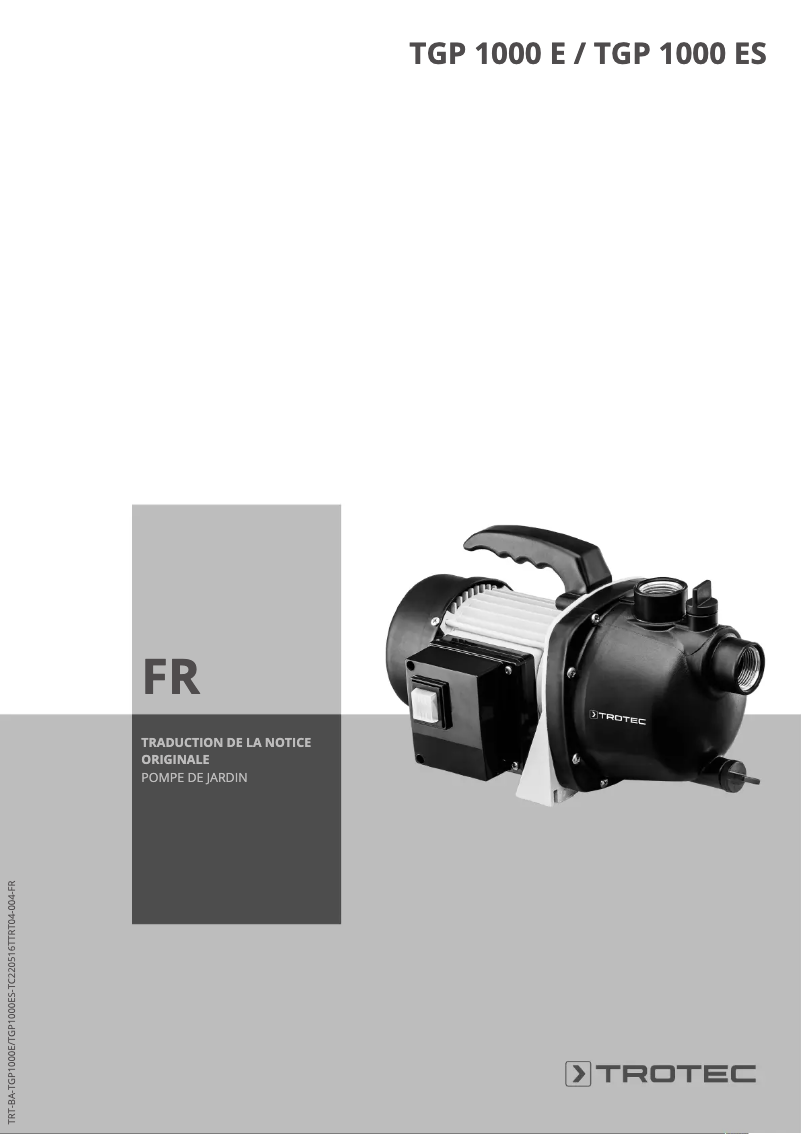 Image de la première page du manuel de l'appareil TGP 1000 E