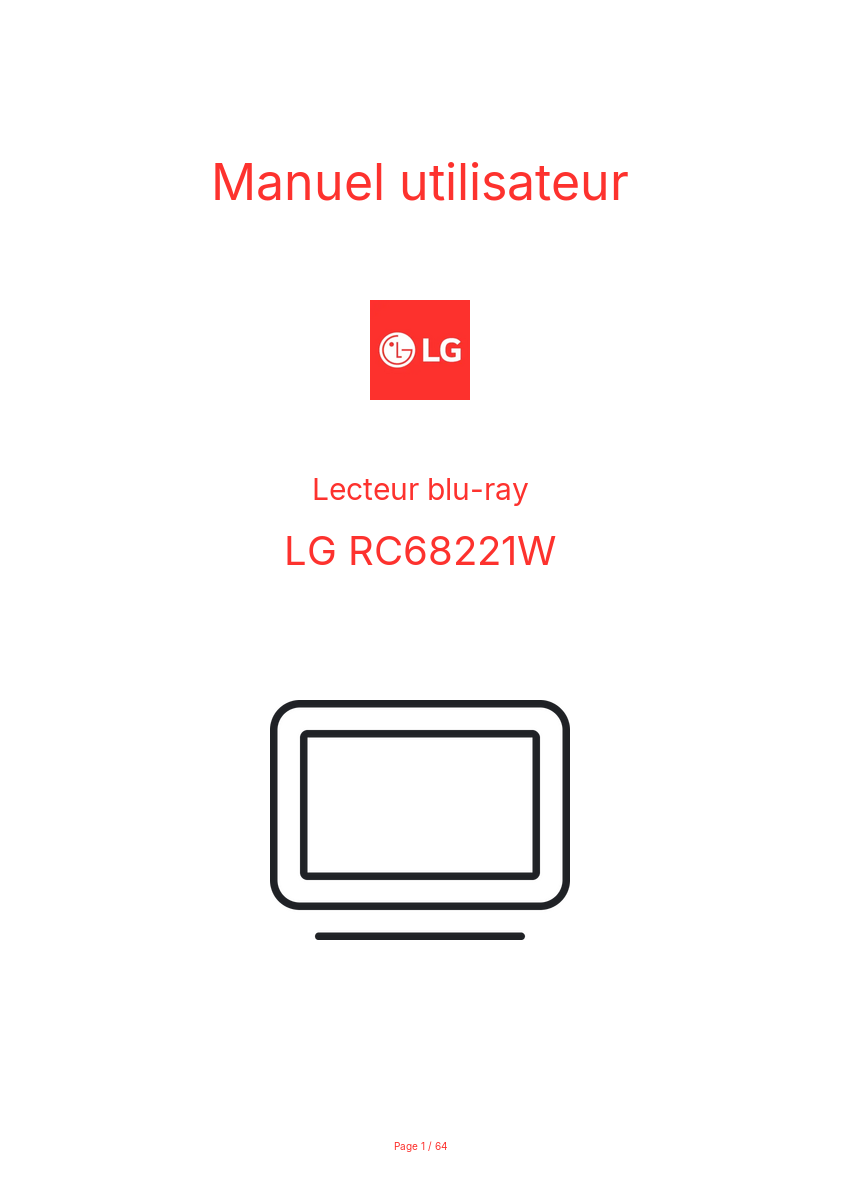 Page n°1 - Manuel utilisateur LG RC68221W