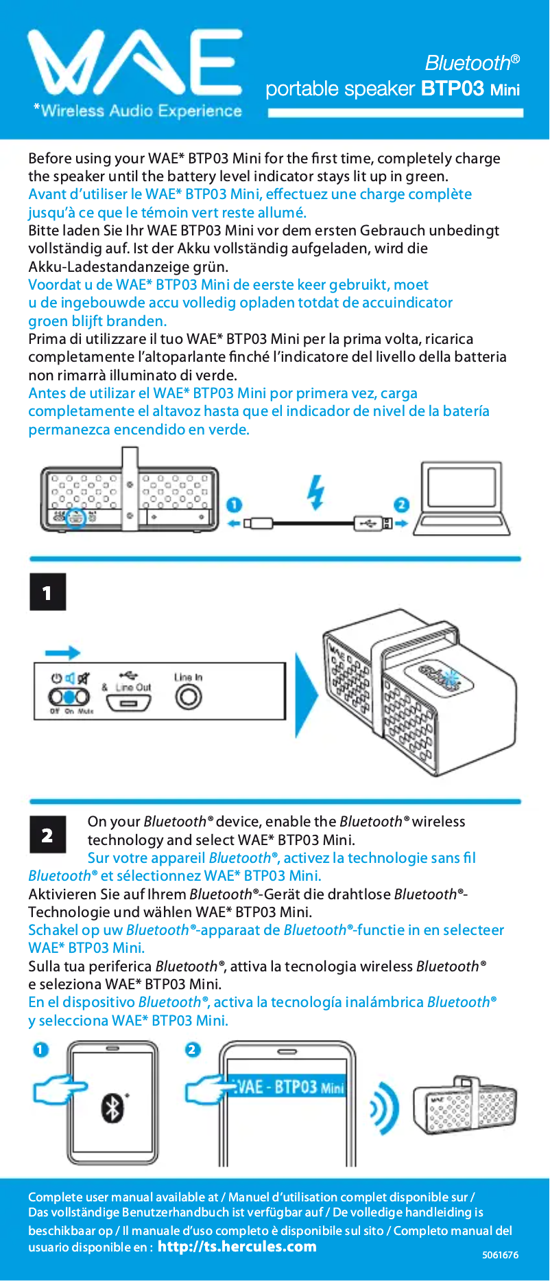 Image de la première page du manuel de l'appareil WAE BTP03 Mini