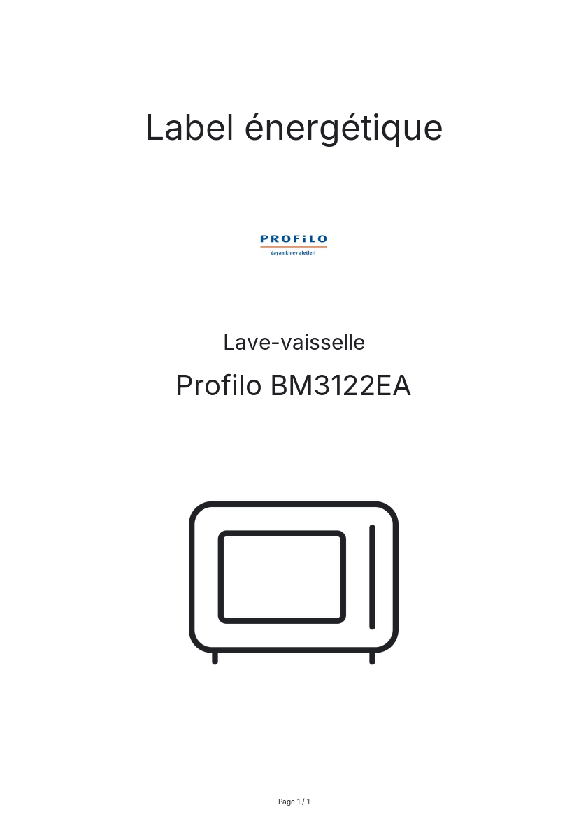 Page n°1 - Label énergétique Profilo BM3122EA