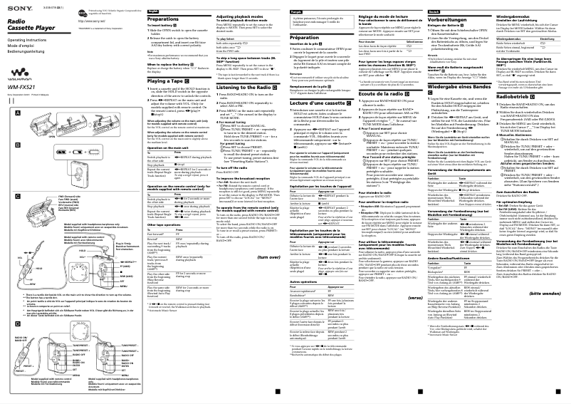 Image de la première page du manuel de l'appareil WM-FX521