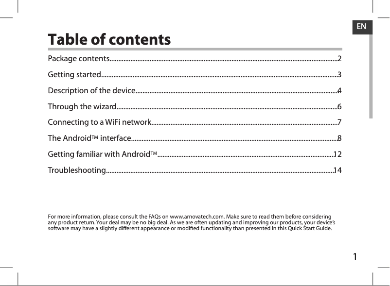 Page n°1 - Manuel utilisateur Arnova 97 G4