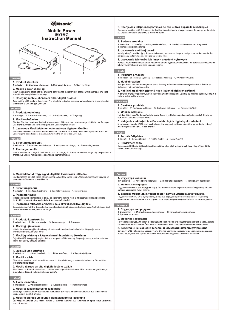 Page 1 de la notice Manuel utilisateur Vakoss Msonic MY2580W