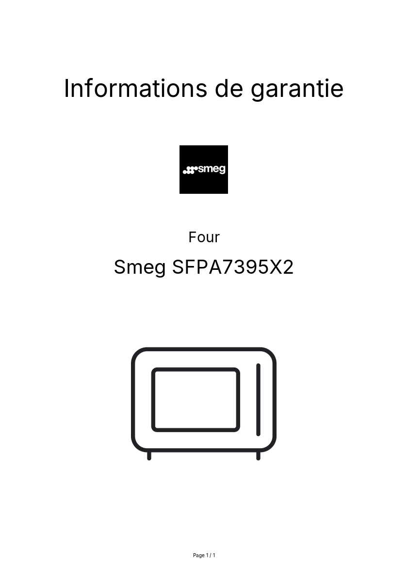 Page n°1 - Informations de garantie Smeg SFPA7395X2