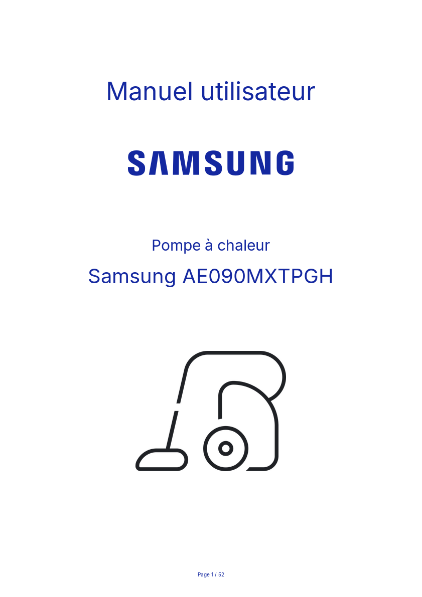 Image de la première page du manuel de l'appareil AE090MXTPGH