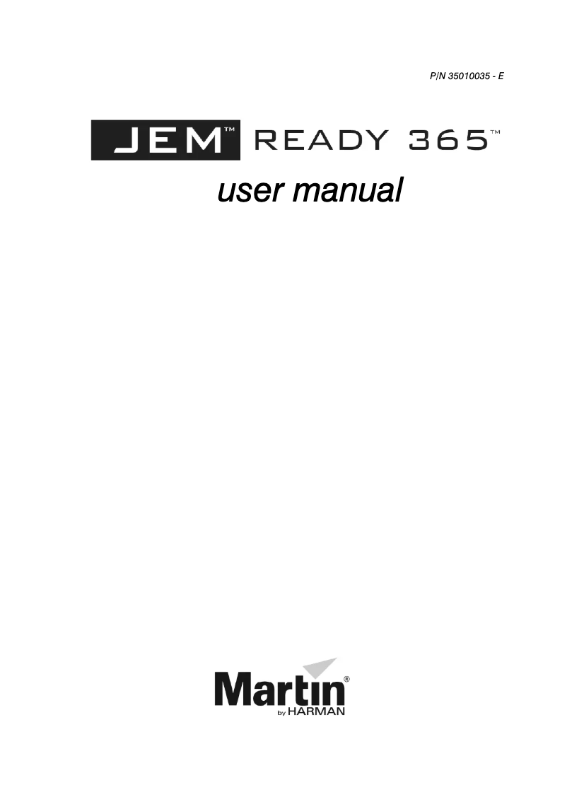 Page 1 de la notice Manuel utilisateur Martin JEM Ready 365