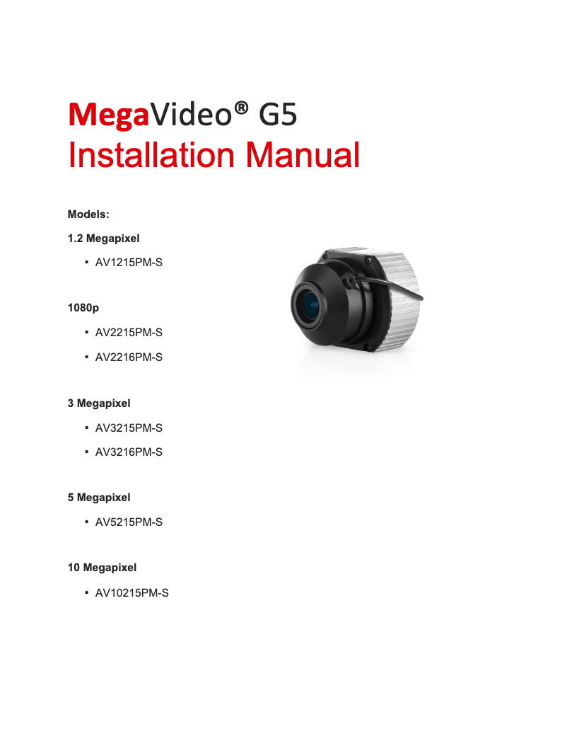 Page 1 de la notice Manuel utilisateur Arecont Vision AV3216PM-S