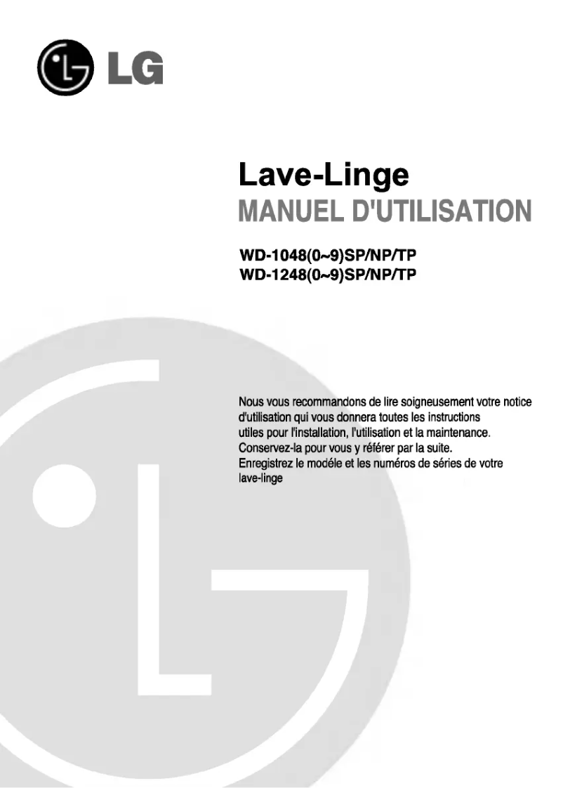 Page 1 de la notice Manuel utilisateur LG WD-12485TP