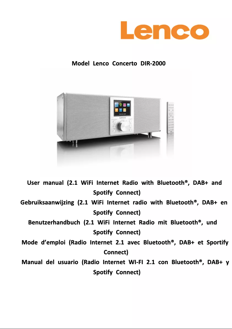 Página 1 del manual Manual de usuario Lenco Concerto DIR-2000