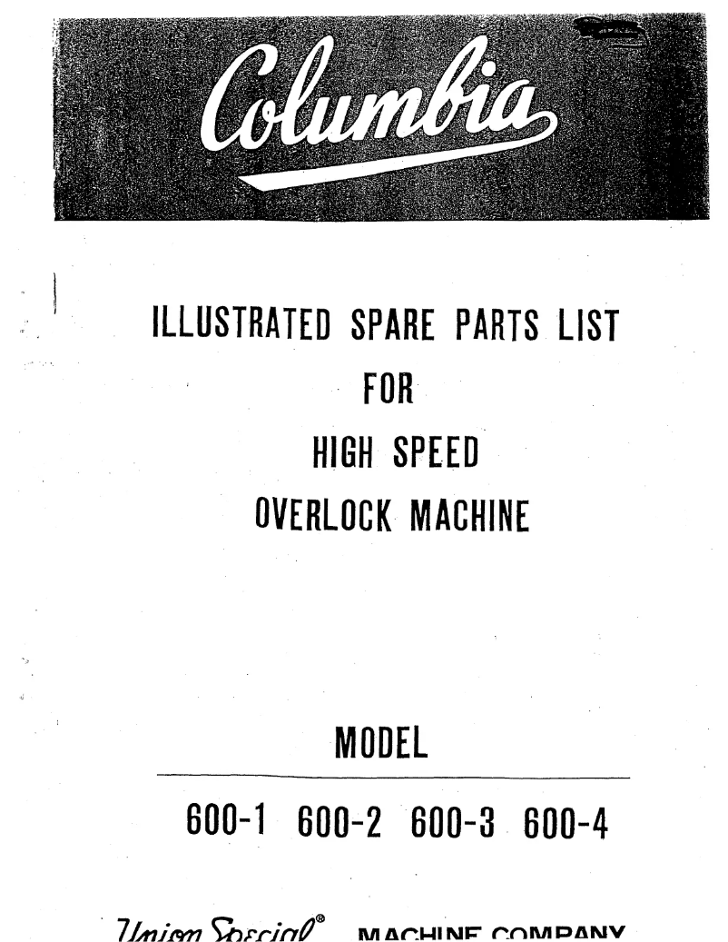 Page n°1 - Manuel utilisateur Union Special Columbia 600-1