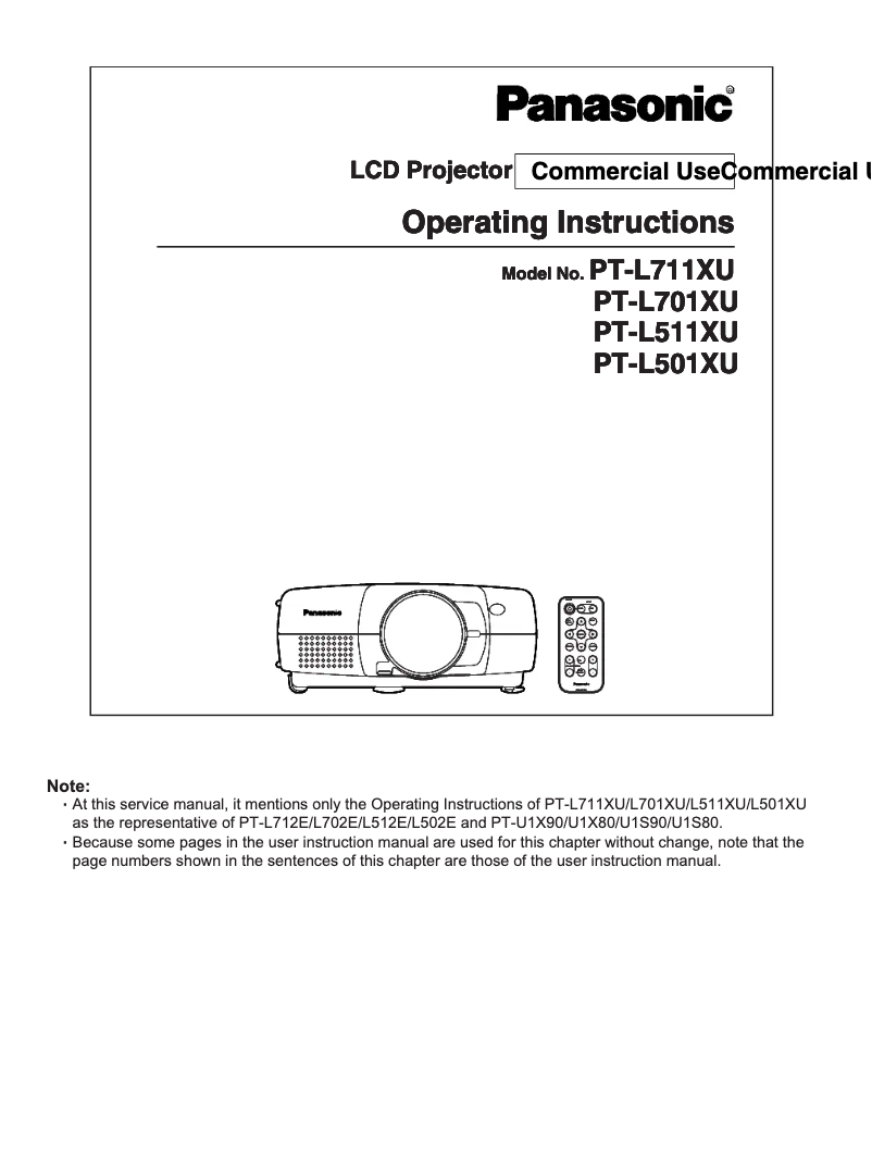 Page n°1 - Manuel utilisateur Panasonic PT-L701XU