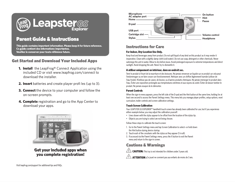 First page image of the manual for Leapster GS Explorer