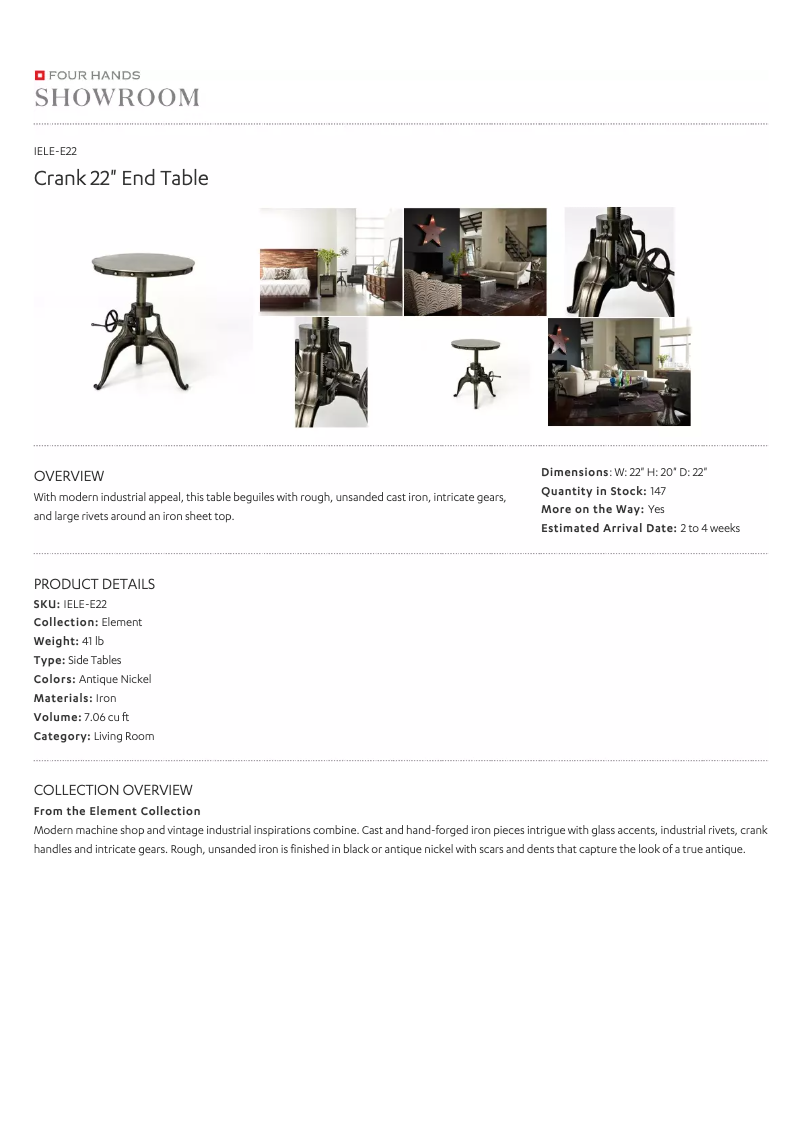 Página 1 del manual Manual de usuario Four Hands IELE-E22